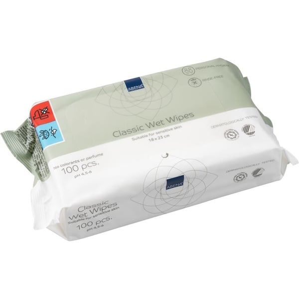 Våtservetter, ABENA, Z-vikta, 18x23 cm, vita, tillverkade för renrum, 100 st, utan färg och parfym, med folielock, engångs - (12 förpackningar x 10...