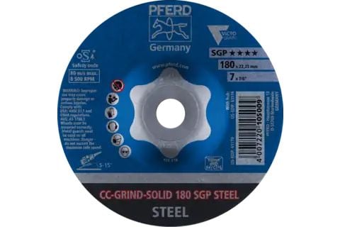 PFERD CC-GRIND grinding discs SOLID SGP STEEL, 18 cm, 10 stykker