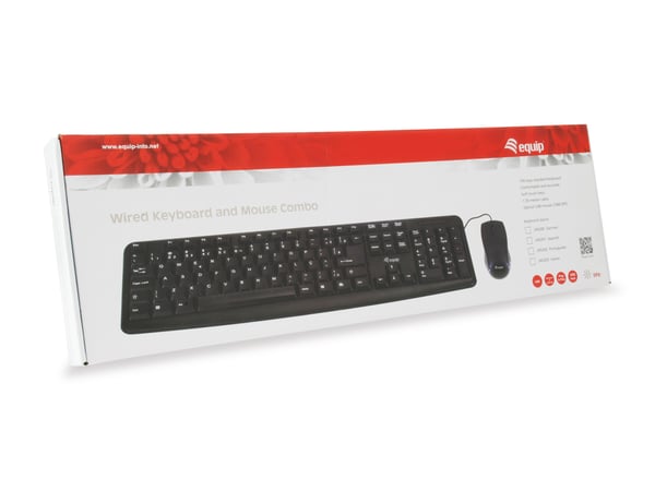 Equip 245203, Fullstor (100 %), Kabel, USB, QWERTY, Svart, Mus inkluderad