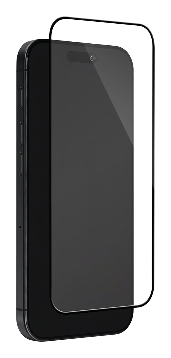 DELTACO - Skjermbeskyttelse for mobiltelefon - full pasning - glass - rammefarge svart - for Apple iPhone 16 Pro Max, 17 Pro Max