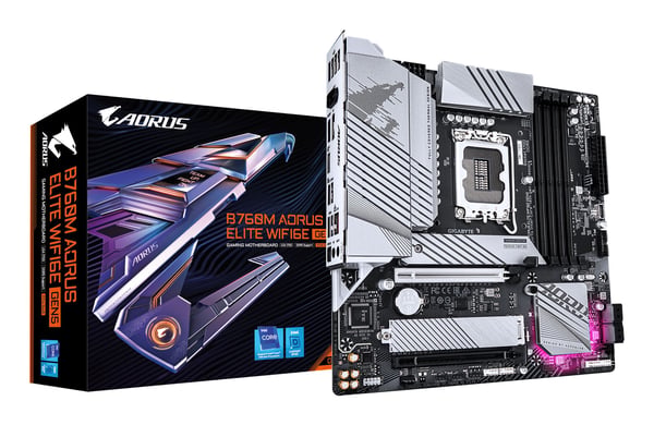 GIGABYTE B760M AORUS ELITE WIFI6E GEN5 emolevy LGA1700 micro ATX DDR5 valkoinen
