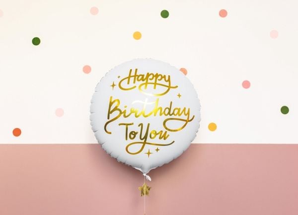 PartyDeco Happy Birthday To You, Valkoinen, Pyöreä, Kalvo, Syntymäpäivä, 35 cm, 50 kpl