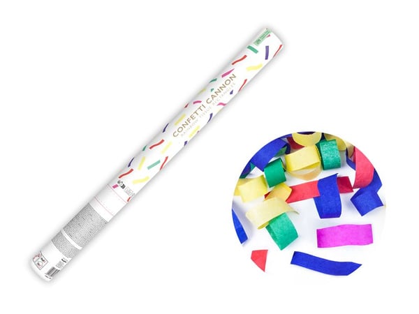PartyDeco TUKN60, Konfettikanon, Assorterte farger, Stripe, Papir, 600 mm, 1 stykker