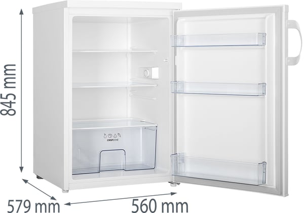 Gorenje R492PW - Kjøleskap - bredde: 56 cm - dybde: 57.9 cm - høyde: 84.5 cm - 133 liter - Klasse E - hvit