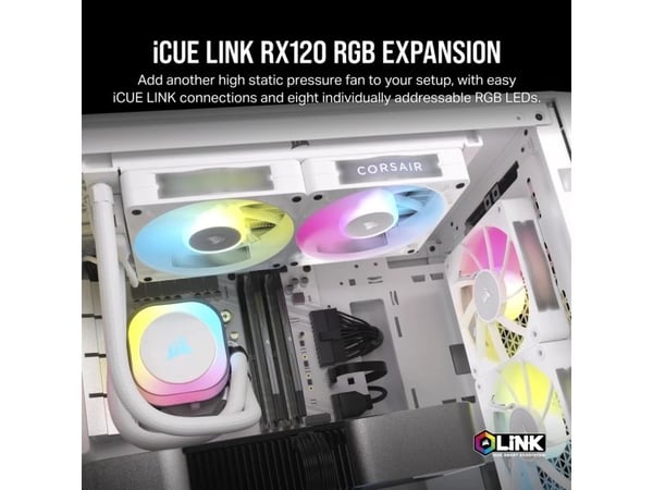 CORSAIR iCUE Link RX120 RGB - Kabinettvifte - 120 mm - hvit