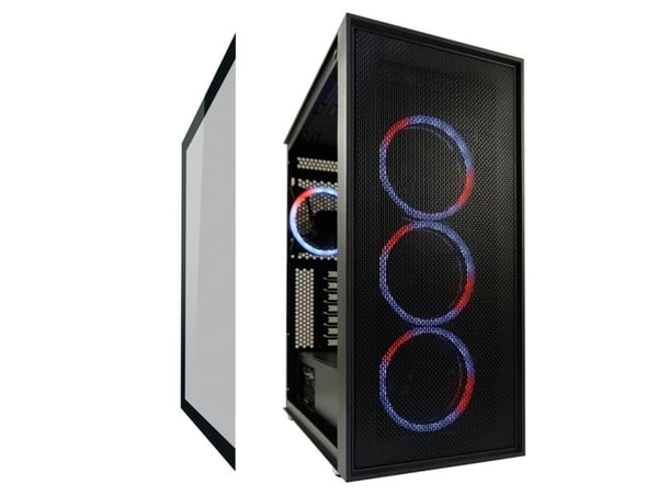 LC Power Gaming 802B - Black_Wanderer_X - Midi-torn spel - utökad ATX - genomskinlig sidopanel (härdat glas) - ingen strömförsörjning - svart - USB...