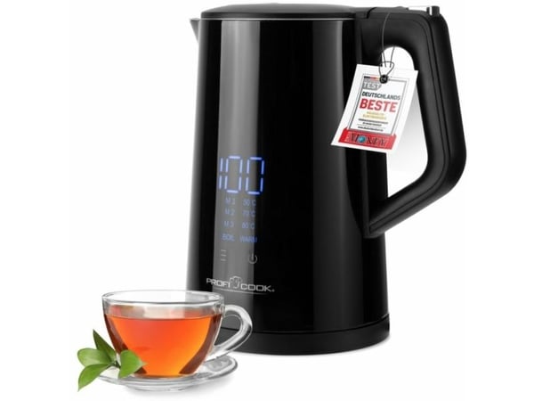 ProfiCook PC-WKS 1243, 1,7 L, 2200 W, Svart, Rustfritt stål, Justerbar termostat, Vannmåler