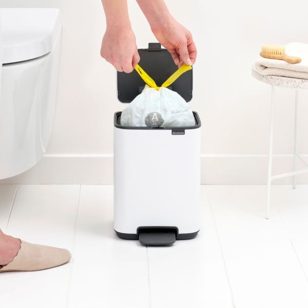 Brabantia Bo, 4 L, Suorakulmainen, Terästä, Valkoinen, Muovi, Poljin