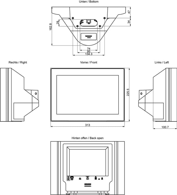 Siemens 6AV7863-1MA16-2NA0 6AV78631MA162NA0 SPS-manöverpanel, 800 × 1280 pixlar, 225 mm, 5,78 kg, 465 mm, 304 mm, 197 mm