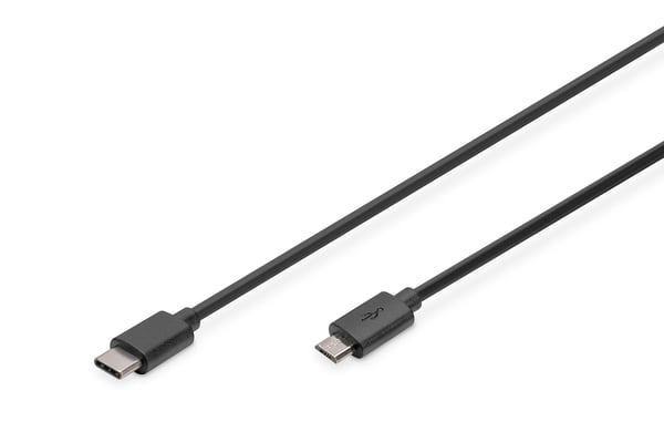 DIGITUS - USB-kabel - USB-C (hann) til Micro-USB Type B (hann) - USB 2.0 - 3 A - 1.8 m - svart