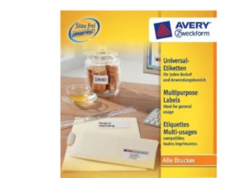 Avery Zweckform 3478-200, Valkoinen, Suorakulmio, Kiinteä, 210 x 297 mm, DIN A4, Paperi