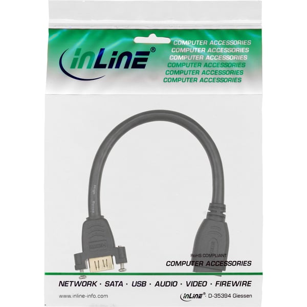 InLine 17600R, 0,2 m, HDMI Type A (Standard), HDMI Type A (Standard), Hunkjønn, Hunkjønn, Rett