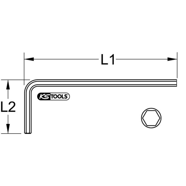 KS Tools 151.2089, L-formet hexnøkkel, Imperisk, 1 stykker, Kromvanadiumstål, 3/16", DIN ISO 2936