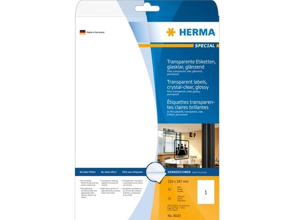 HERMA Special - Blank - selv-adhesiv - gjennomsiktig - A4 (210 x 297 mm) 25 stk film