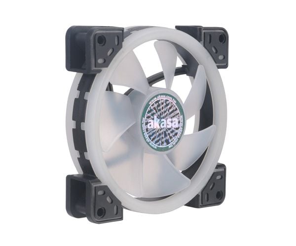 Akasa Vegas TLX, Fan, 12 cm, 1500 RPM, 23,8 dB, 35,2 cfm, Svart, Vit