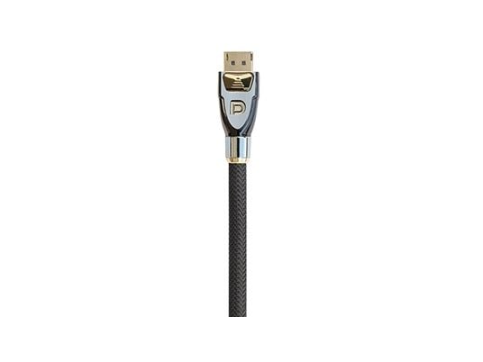 Tilkoblingskabel DisplayPort 1.2, 4K2K / UHD, plugg inkl. låsebeskyttelse, gullbelagt, OFC, svart nylonflette, 1m, PYTHON®-serien (GC-M0070)