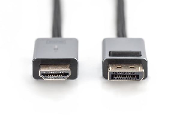 DIGITUS - Video adapter - DisplayPort hann til HDMI hann - 1.8 m - dobbeltisolert - svart - smekklås, 1080p-støtte, 4K 120 Hz støtte, 8 K 60 Hz (76...