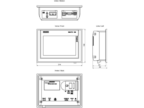 Siemens 6AV2124-0GC01-0AX0, 17,8 cm (7"), 480 x 800 pixlar, LCD, TFT, Resistiv, 214 mm