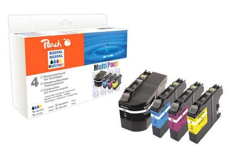 Peach Combi-Pack - 4-pack - svart, gul, cyan, magenta - kompatibel - återanvänd - bläckpatron (alternativ för: Brother LC225XL, Brother LC229XXL) -...