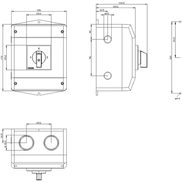 Lastfrånskiljare Svart 3-pol 16 mm² 32 A 690 V/AC Siemens 3LD22657UB01