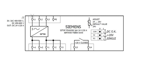 Siemens 6EP34367SB003AX0 strömförsörjning för DIN-skena 20 A 480 W, 1 utgång