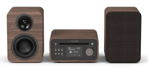 PURE Classic Stereo Mini stereoanläggning DAB+/FM Bluetooth CD USB, brun/valnöt