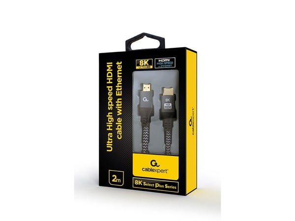 Cablexpert Select Plus Series - Ultra High Speed - HDMI-kabel med Ethernet - HDMI hann til HDMI hann - 2 m - skjermet - støtter 21:9 kinosideforhol...