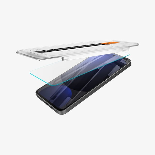 Spigen GLAS.tR EZ Fit, Samsung, Galaxy S24 FE, iskunkestävä, naarmuuntumaton, läpinäkyvä, 1 kpl