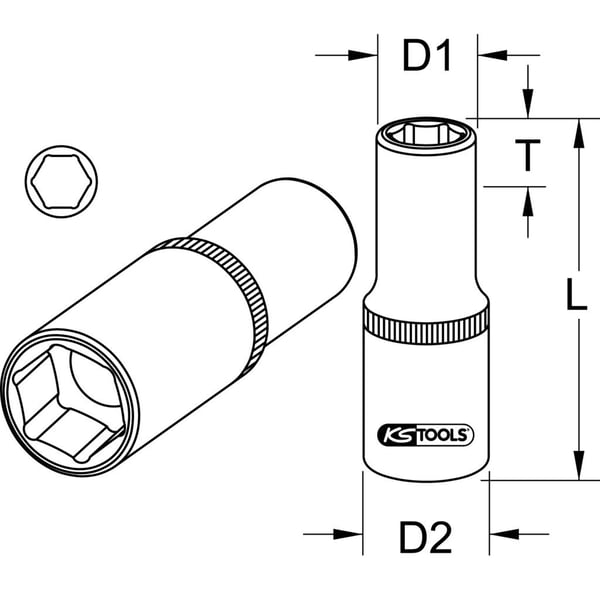 KS Tools 917.5391, Pistorasia, 1/2", 1 pää(t), 36 mm, Kromivanadiini-teräs, DIN 3120, ISO 1174, DIN 3124, ISO 2725