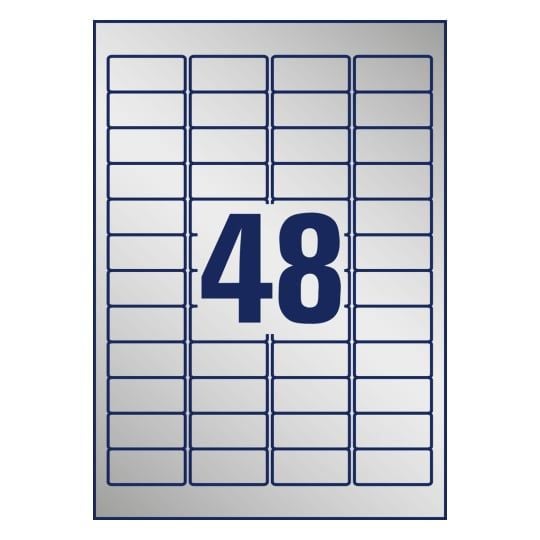 Avery Heavy Duty Laser Labels - Polyester - sølv - 45.7 x 21.2 mm 960 etikett(er) (20 ark x 48) merkelapper