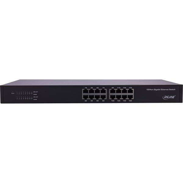 InLine Gigabit Network Switch 16-porter, 1GBit/s, 19\ 1U, vifteløs ( 32311O )"