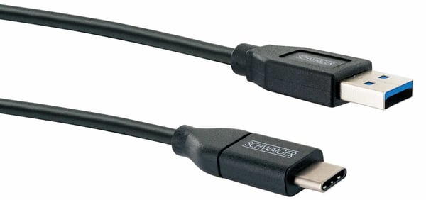 Schwaiger Power4You Professional - USB-kabel - USB typ A (hane) till USB-C (hane) - USB 3.1 Gen2 - 3 A - 50 cm - rund - svart