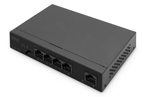 DIGITUS - Switch - ikke-styrt - 4 x 10/100/1000 (PoE) + 1 x 10/100/1000 (opplink) - stasjonær - PoE (60 W)