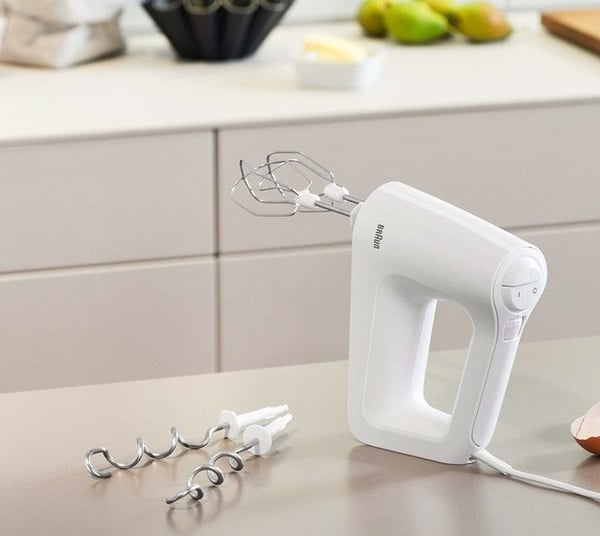 Braun MultiMix HM 3000 WH, Håndmikser, Hvit, Rustfritt stål, 450 W