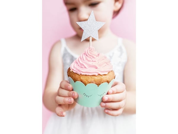 PartyDeco KPM19-018B, Muffins, Sølv, Barn og voksne, 6 stykker, 11,5 cm