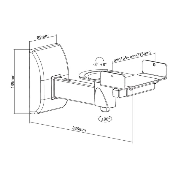 VivoLink - Monteringssett (2 høyttalerbraketter) - Tilt & Swivel - for høyttaler(e) - 15kg - svart - veggmonterbar