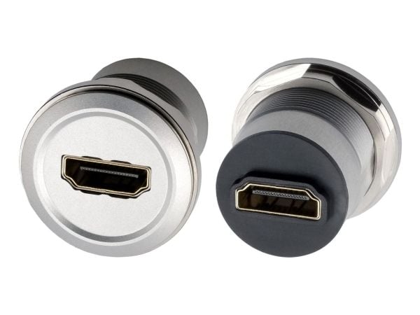 Sovitin asennus HDMI-pistorasia->pistorasia pyöreä, metallia