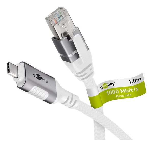 Goobay 74179 USB-C til RJ45 Ethernet-adapterkabel 7,5 m Cat6 1 Gbit/s, hvit