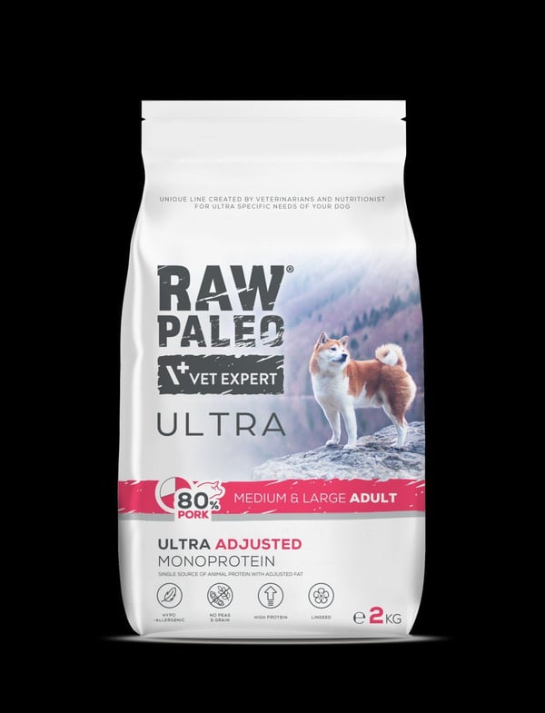 VETEXPERT Raw Paleo Ultra Pork Medium & Large Adult - torrfoder för hundar - 10 kg