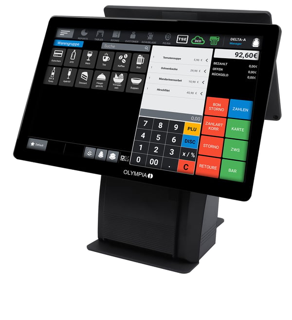 Olympia T215DK, 38,1 cm (15"), LCD, Alt-i-ett, Sort, Android 11, Direkte Termisk