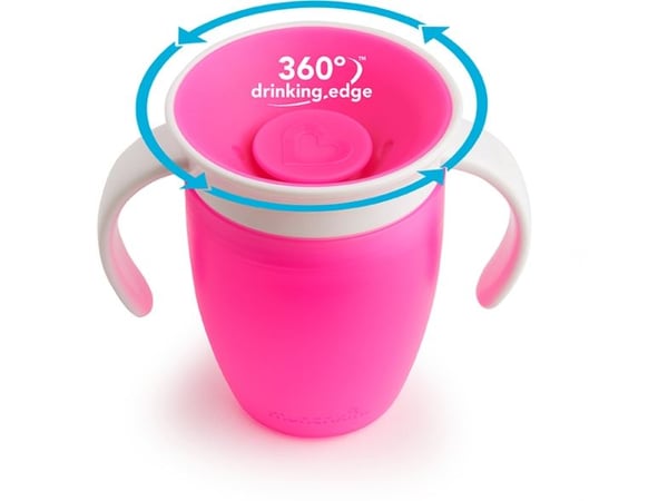 Munchkin Miracle 360°, Nokaton muki, 6 kuukautta, Vaaleanpunainen, Muovi, Poika/tyttö, 207 ml