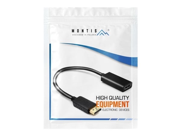 Montis Adapter DisplayPort v1.4 – HDMI v2.0 MT068, 0,2 m, DisplayPort, HDMI, Hankjønn, Hunkjønn, Sort