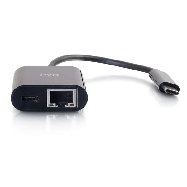 C2G USB-C Ethernet-sovitin virransyötöllä - Musta - Verkkosovitin - USB-C - Gigabit Ethernet x 1 - musta - musta