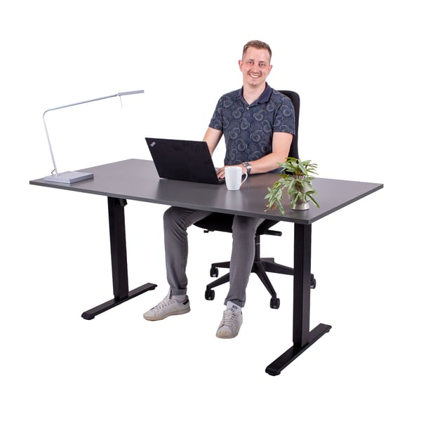 Hæve sænkebord Cadet 80x160 cm, antracit, sort stel