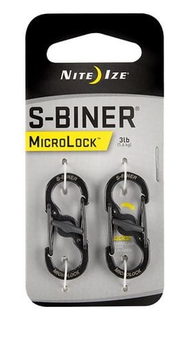 Nite Ize S-Biner Microlock - Karabinerklips - svart (en pakke 2)