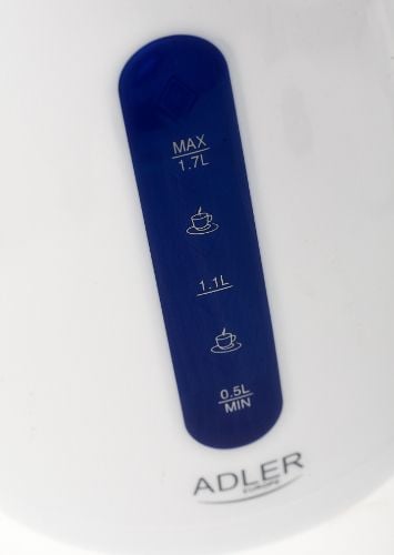 Adler AD 1234, 1,7 l, 2200 W, Blå, Hvit, Vannivåindikator, Filtrering