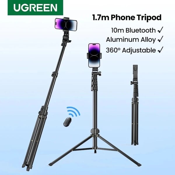 Ugreen 15062, Älypuhelin, Musta, Mikä tahansa tuotemerkki, Akryylinitriilibutadieenistyreeni (ABS), Alumiini, Silikoni, 360°, 18,3 cm (7.2")