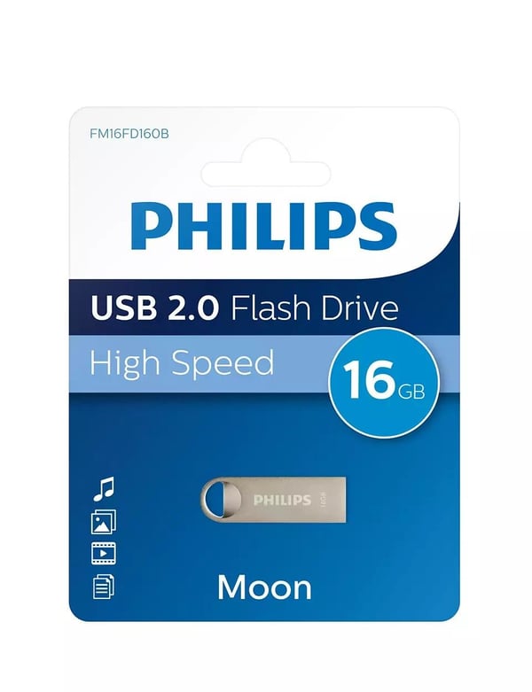 Philips FM16FD160B, 16 GB, USB A-tyyppi, 2.0, Ilman suojusta, 5,4 g, Hopea