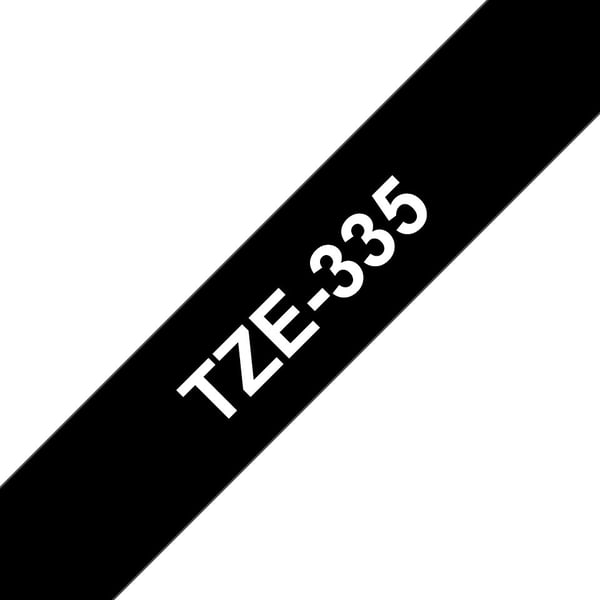Brother TZe-335 - Standardklebemiddel - hvitt på svart - Rull (1,2 cm x 8 m) 1 kassett(er) laminert teip - for Brother PT-D210, D600, H110; P-Touch...