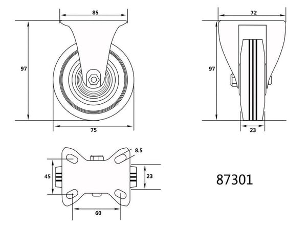VOREL 87301, 1 stykker, 23 mm, 97 mm